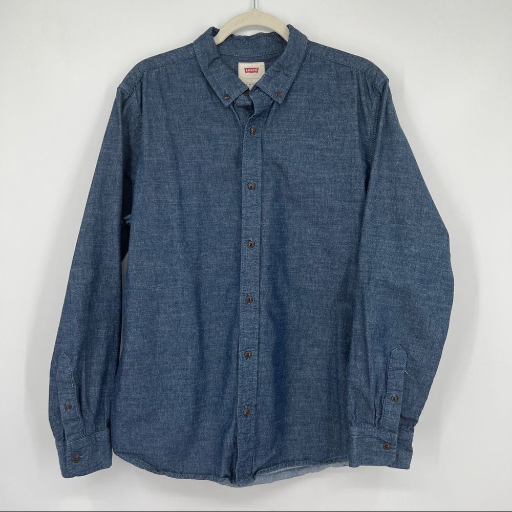 Levi's Button Front Chambray Blue Long Sleeve Cuf… - image 1
